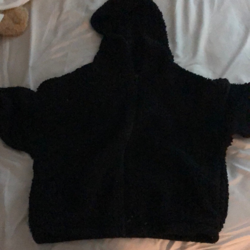 Fluffy black womans jacket/hoodie